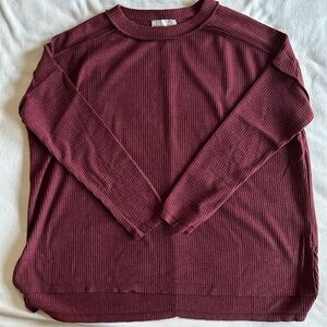 New in bag Zenana Outfitters burgundy raw seam ribbed oversized shirt - L/XL